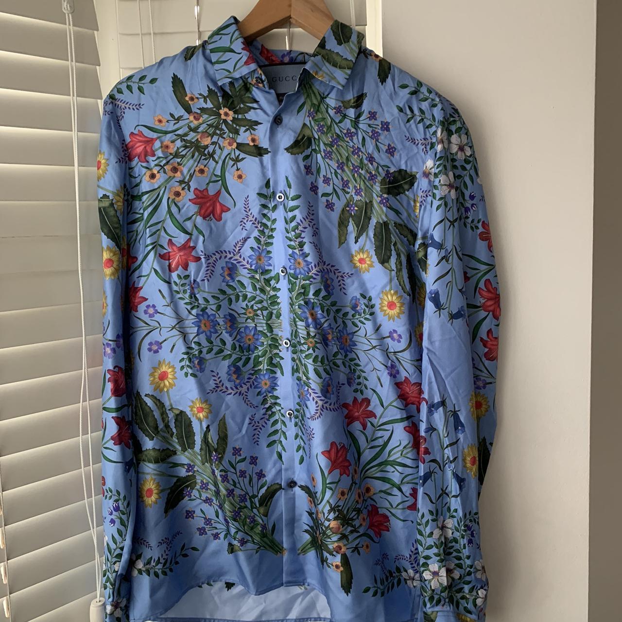 Gucci flower shirt men best sale