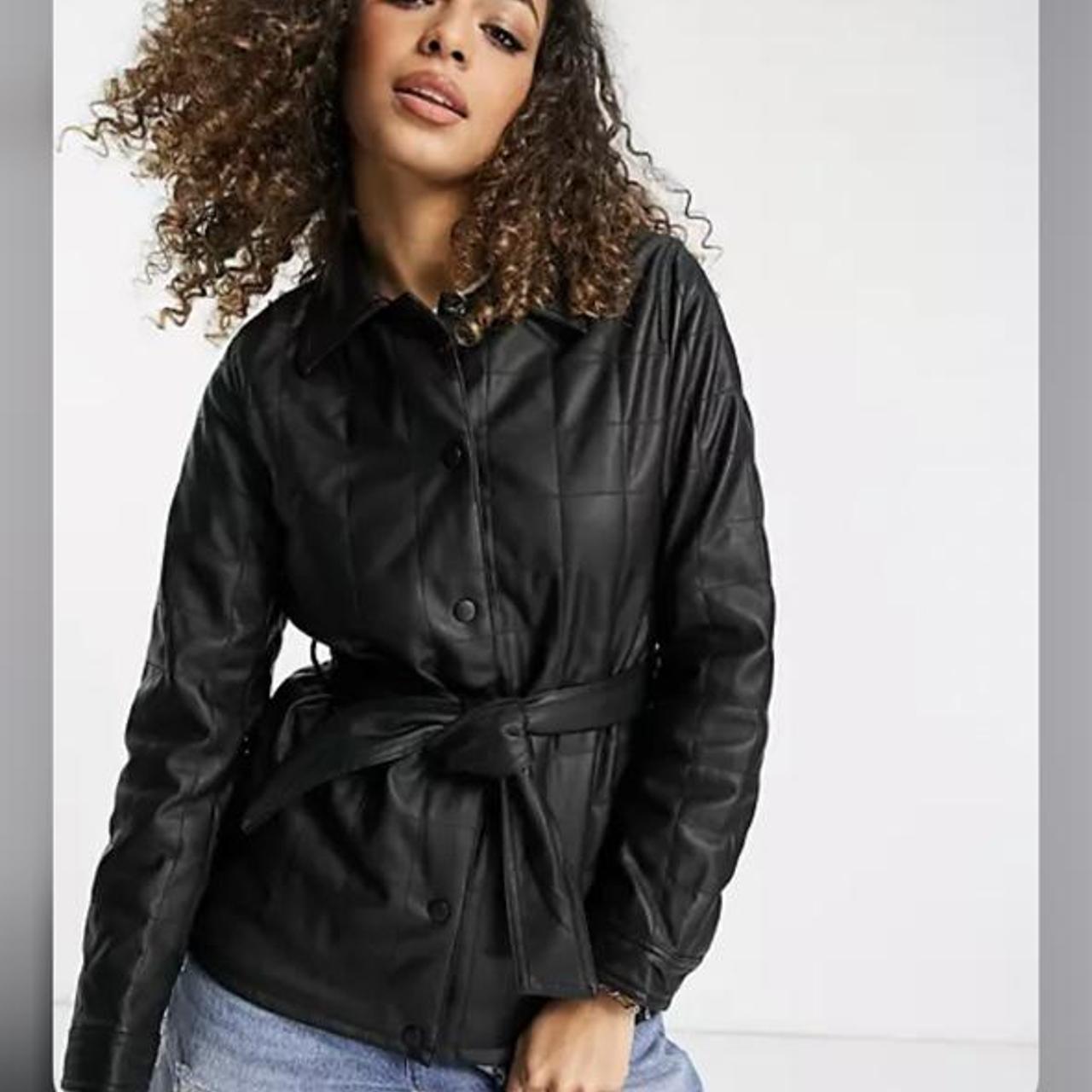 topshop shacket leather