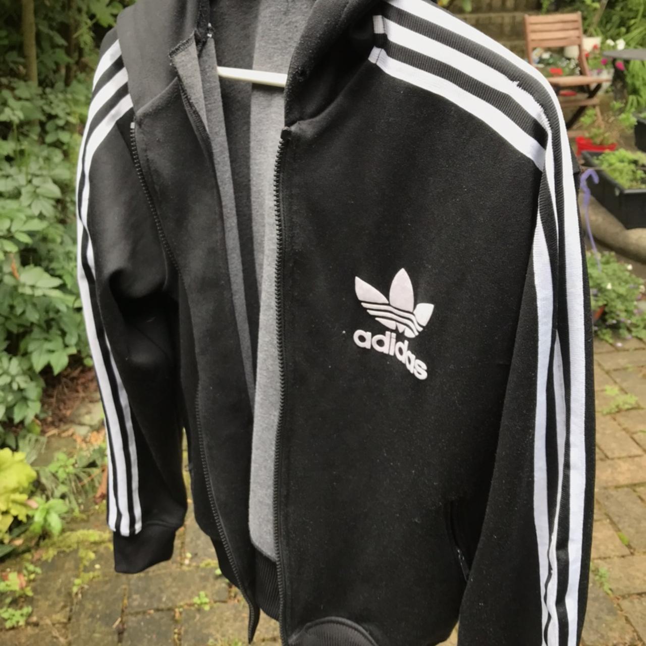 Adidas Men's Black And White Hoodie 