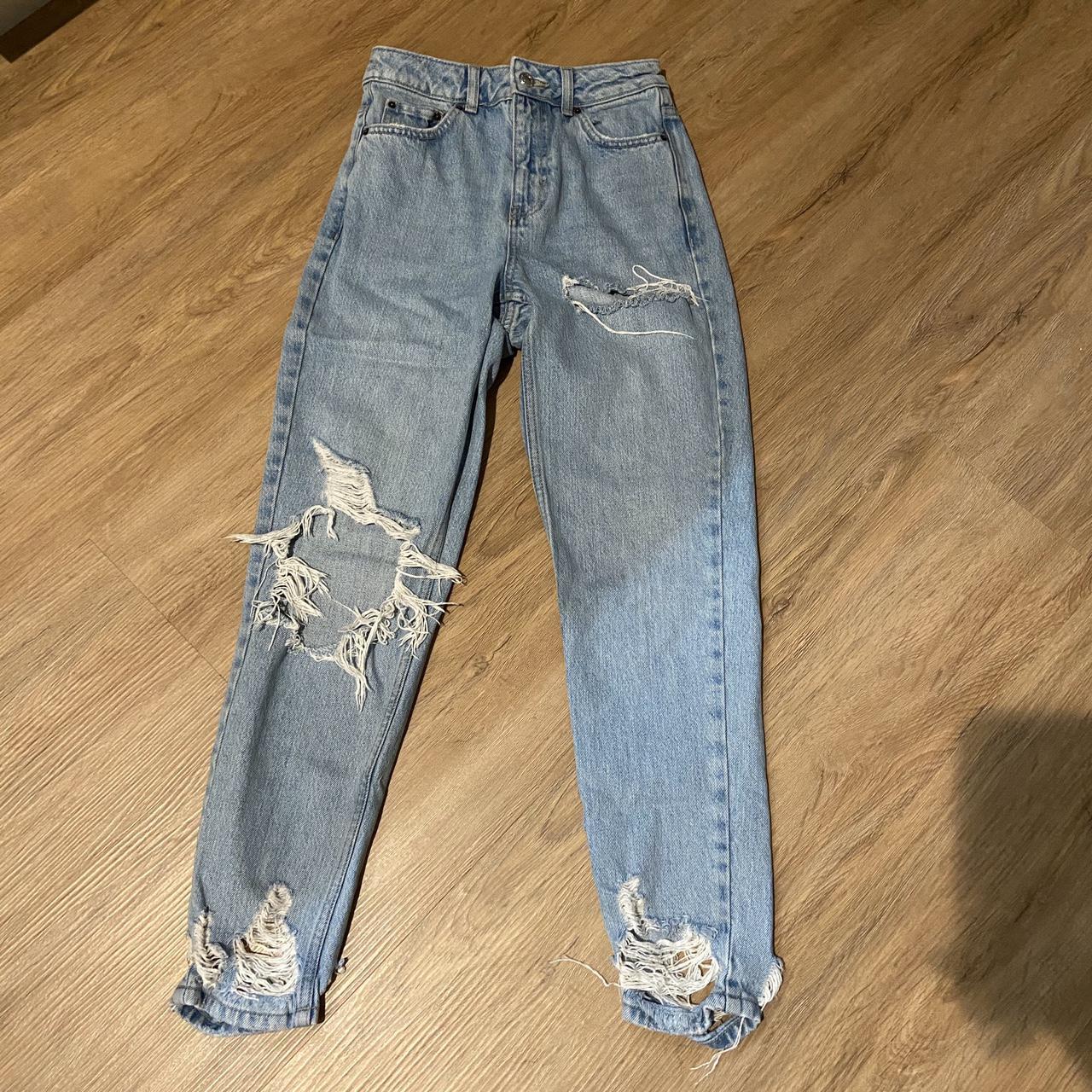 Topshop Women's Navy and Blue Jeans | Depop