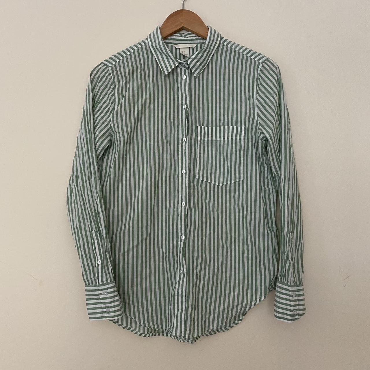 H&M Women's Green and White Shirt | Depop