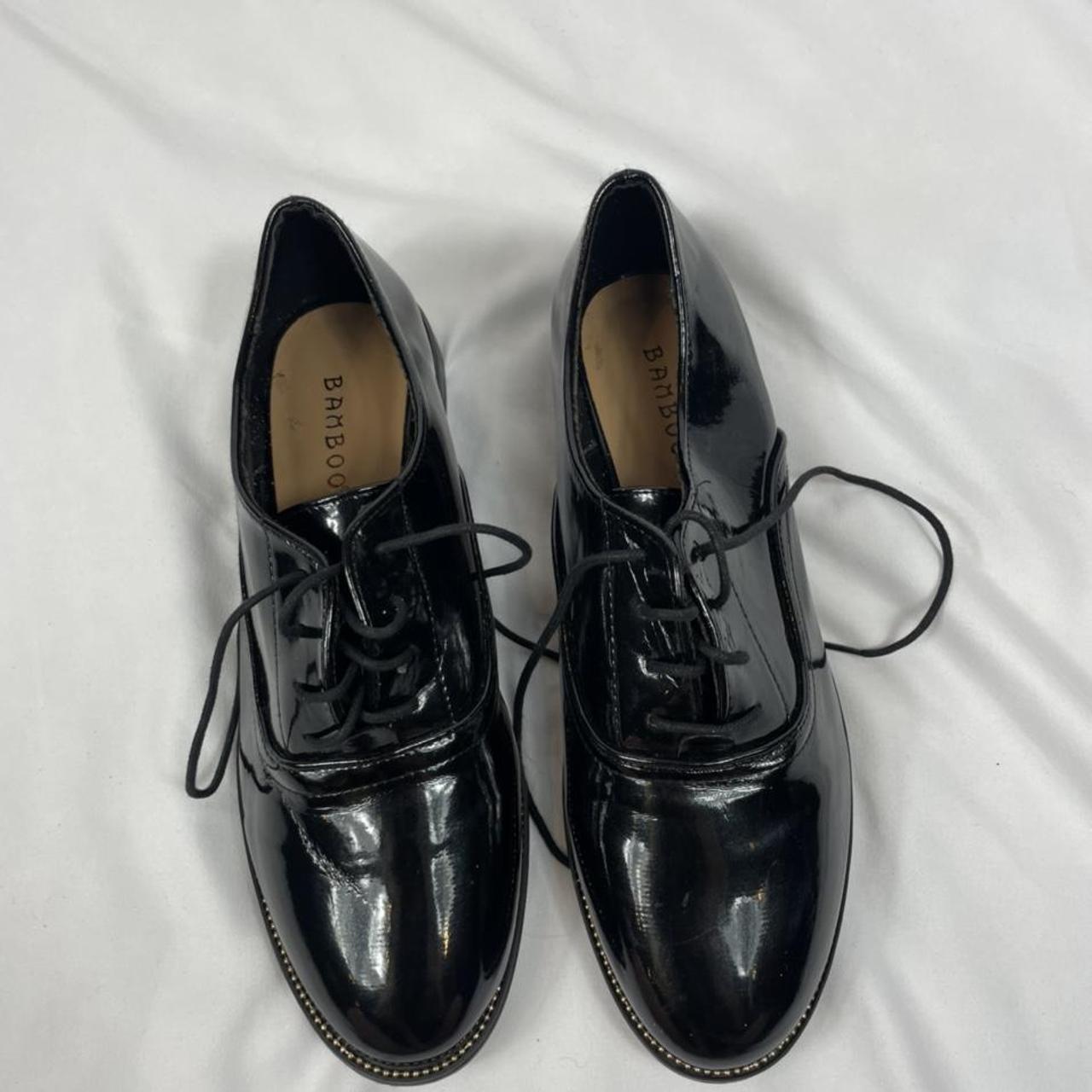 Black shiny Oxford shoes - Womens 8 - Nearly brand... - Depop