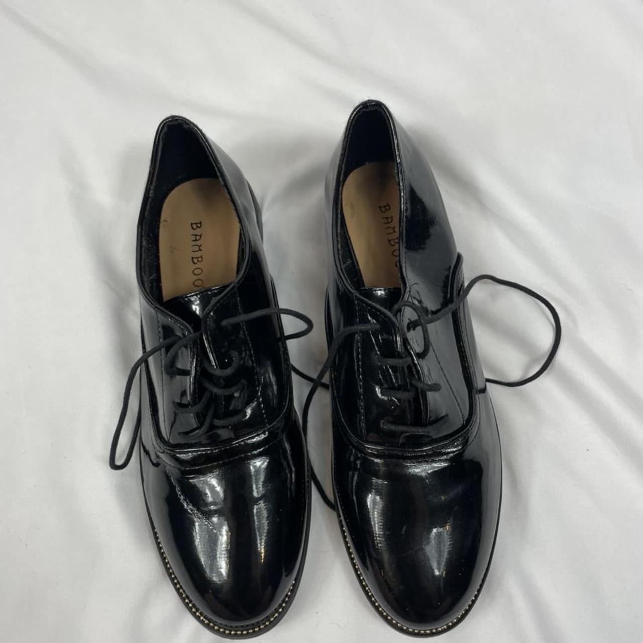 Black shiny Oxford shoes Womens 8 Nearly brand... Depop