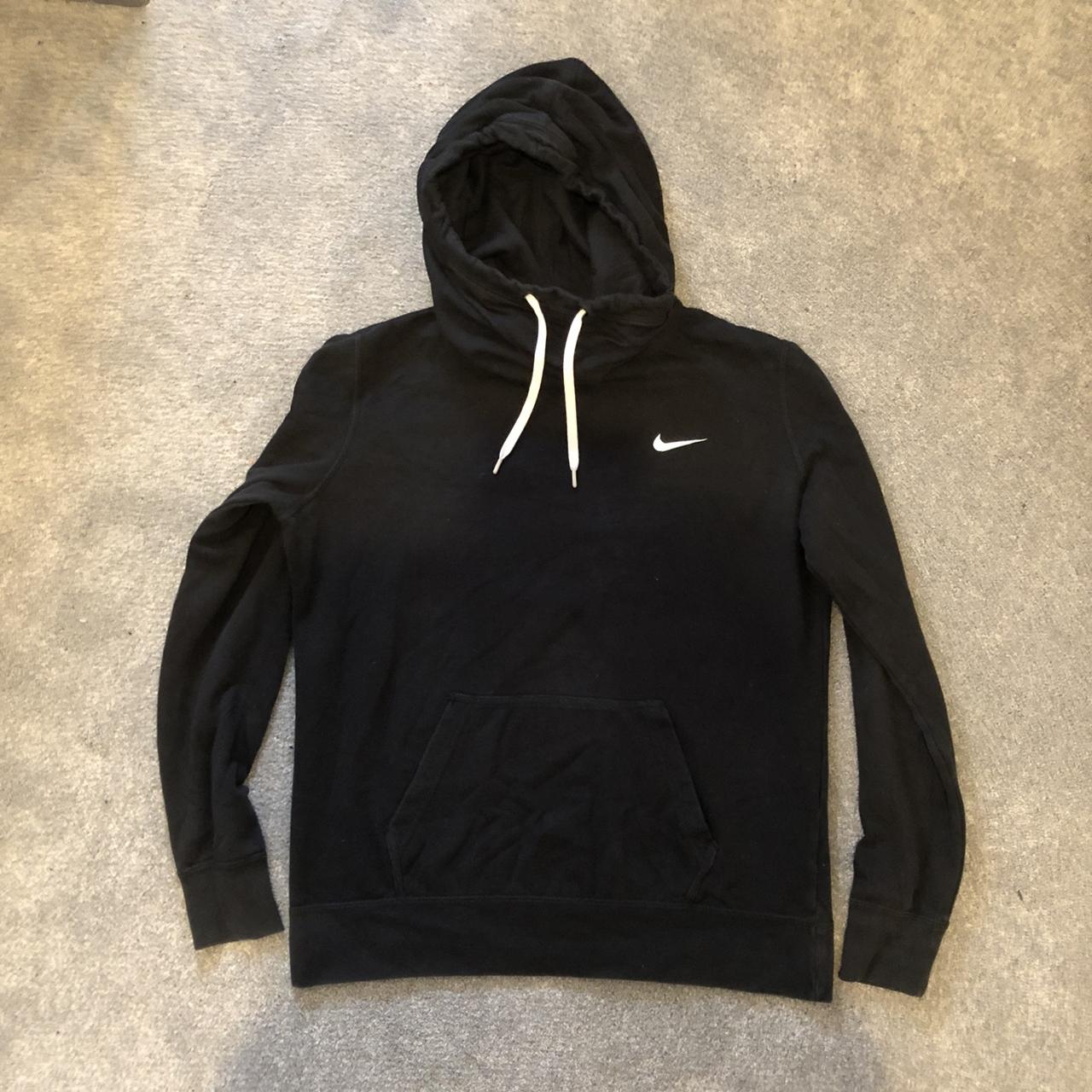 Black nike hoodie sale with white tick