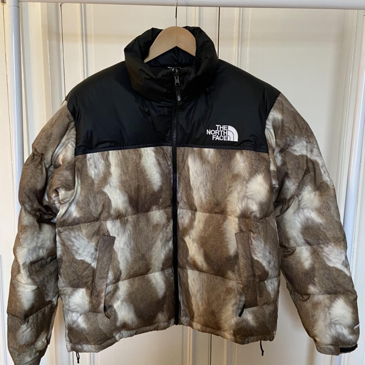 Supreme the north face fur cheap print nuptse brown