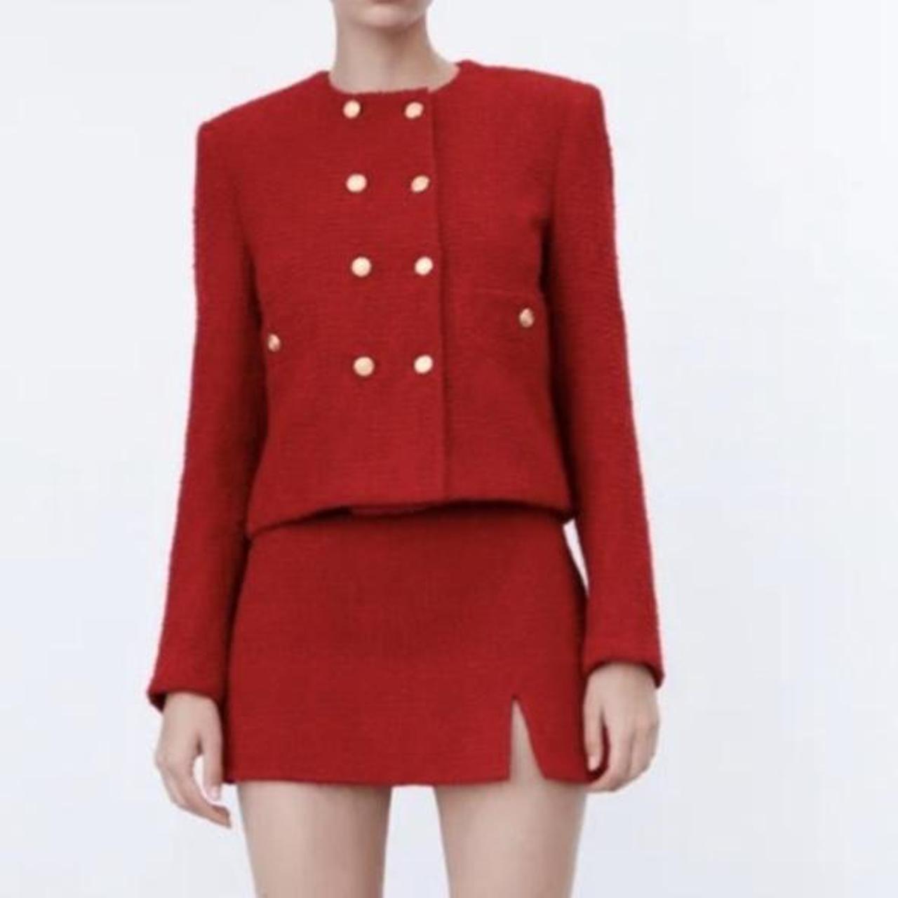 Zara Textured double breasted blazer Co ord Depop