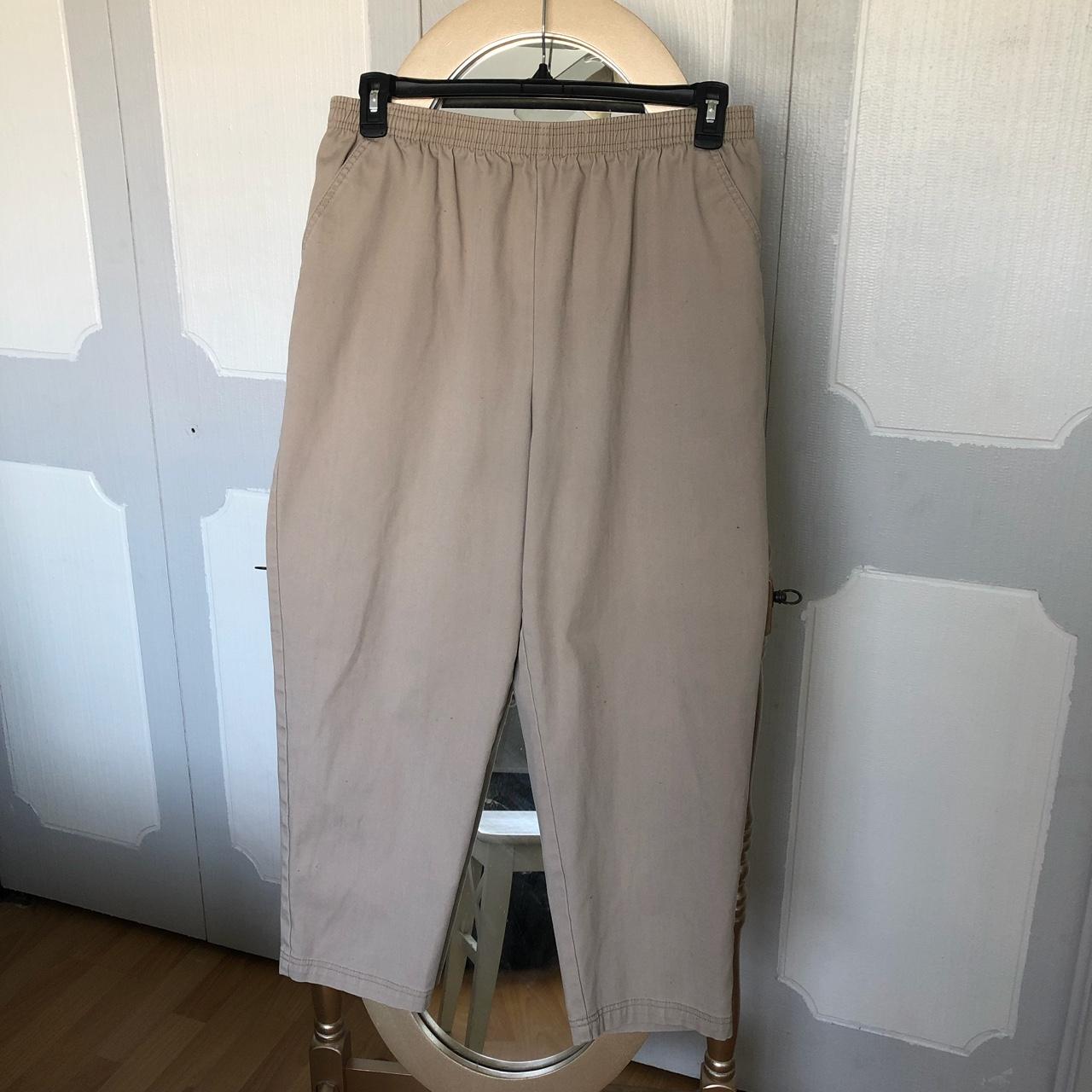 Khaki color pull on pants. Very comfortable and true... - Depop