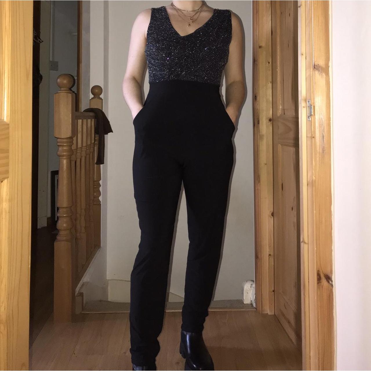 Womens Jumpsuit Quiz Black Sequin Jumpsuit Black Quiz Jumpsuit