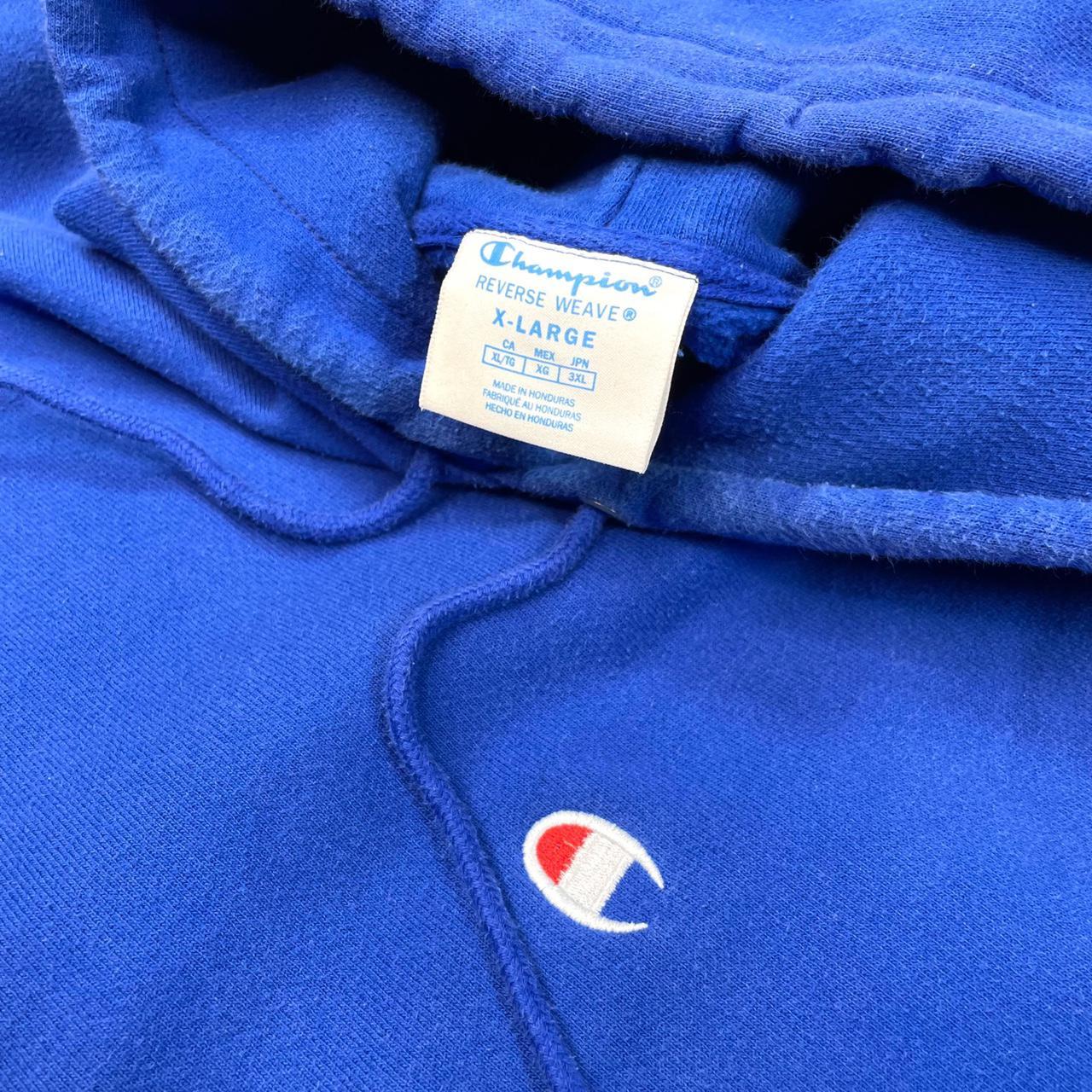 champion reverse weave groove blue hoodie