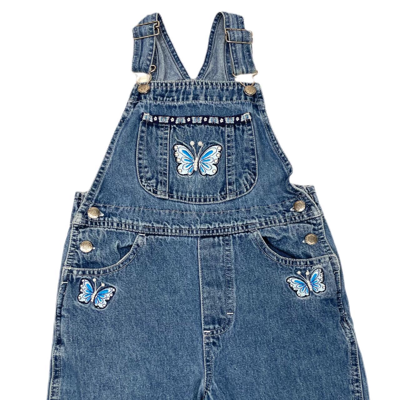 Vintage Butterfly Denim Overalls • Youth Size 6 Depop