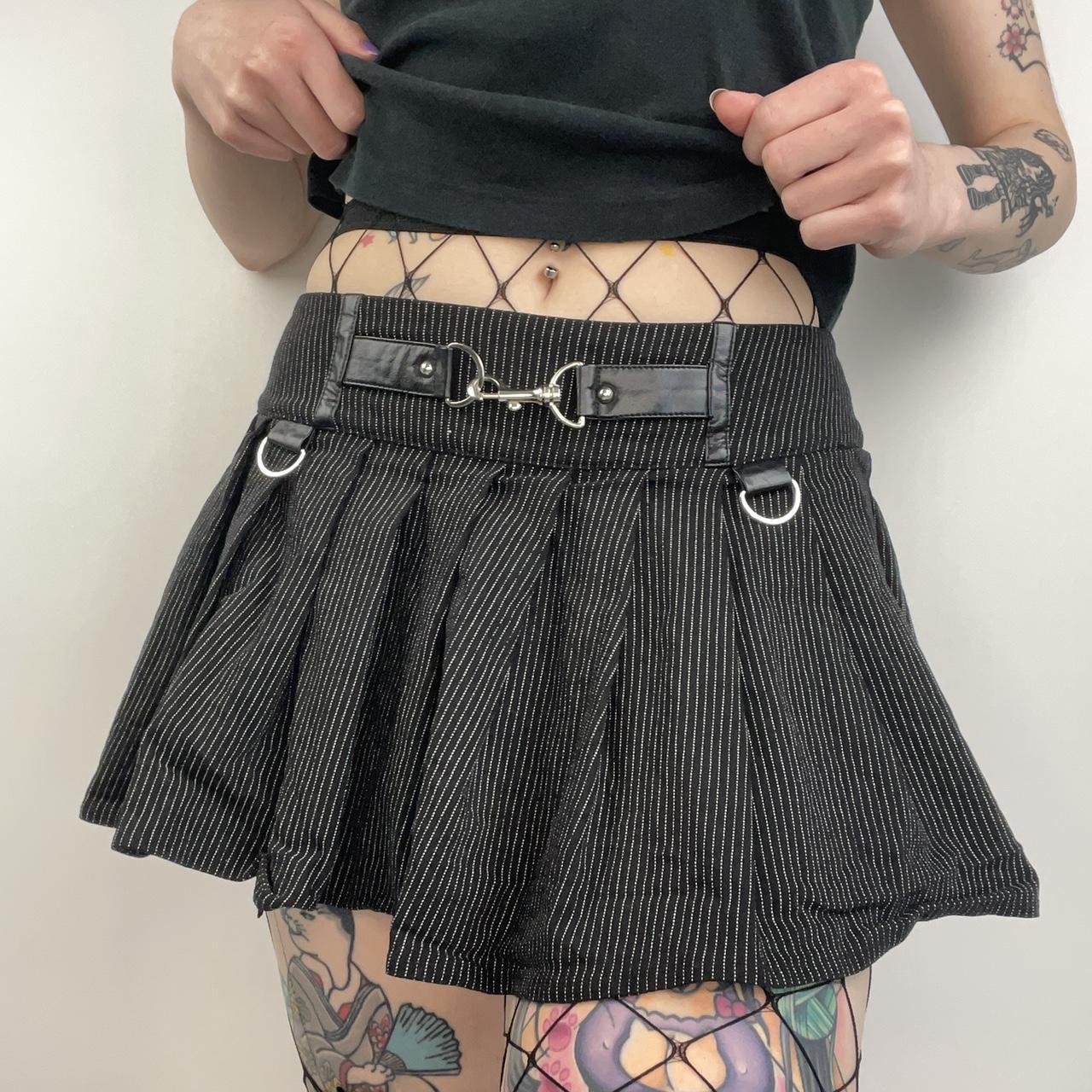 Vintage y2k mallgoth pinstripe hardware mini... - Depop