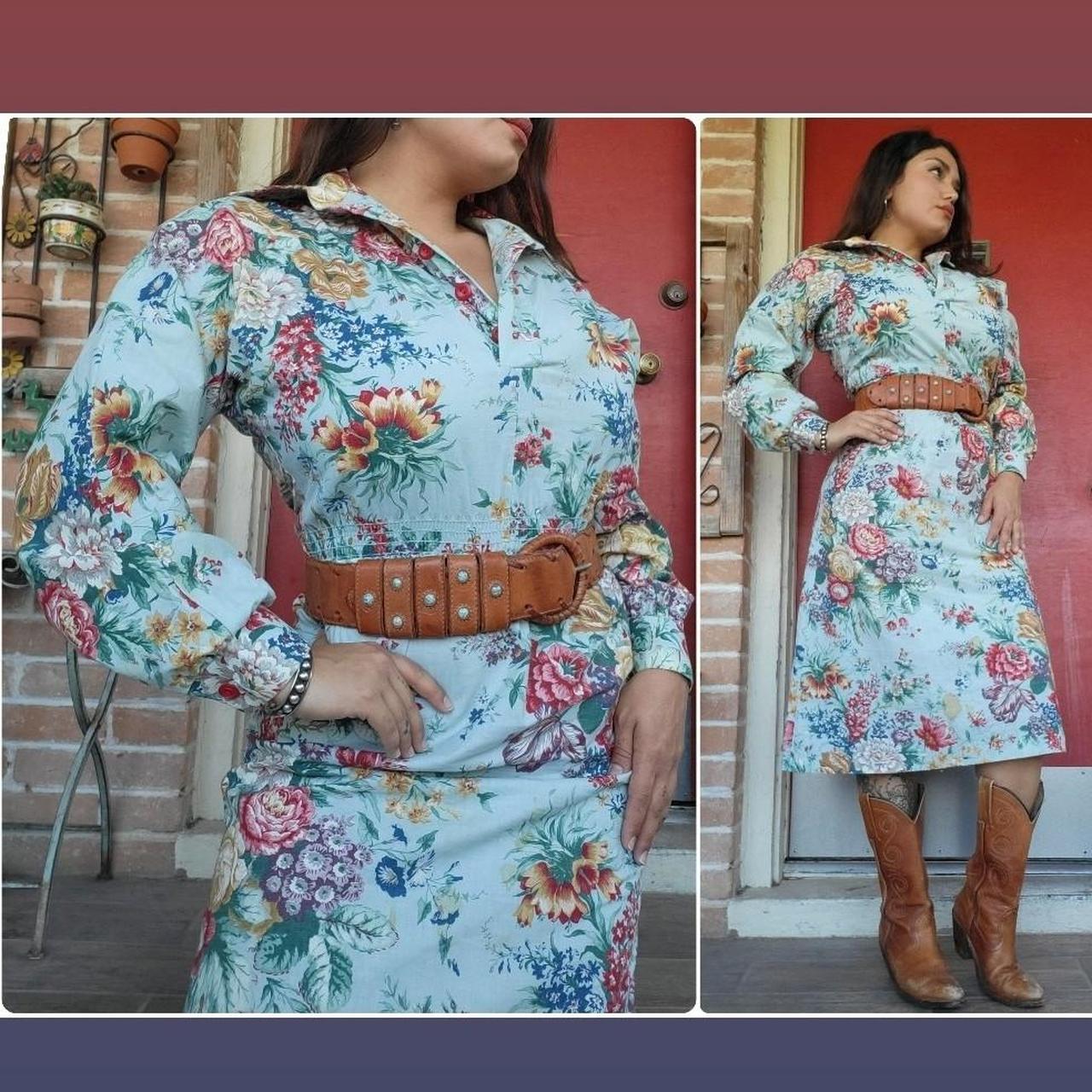 JCPenney Women's Blue and Pink Dress Depop