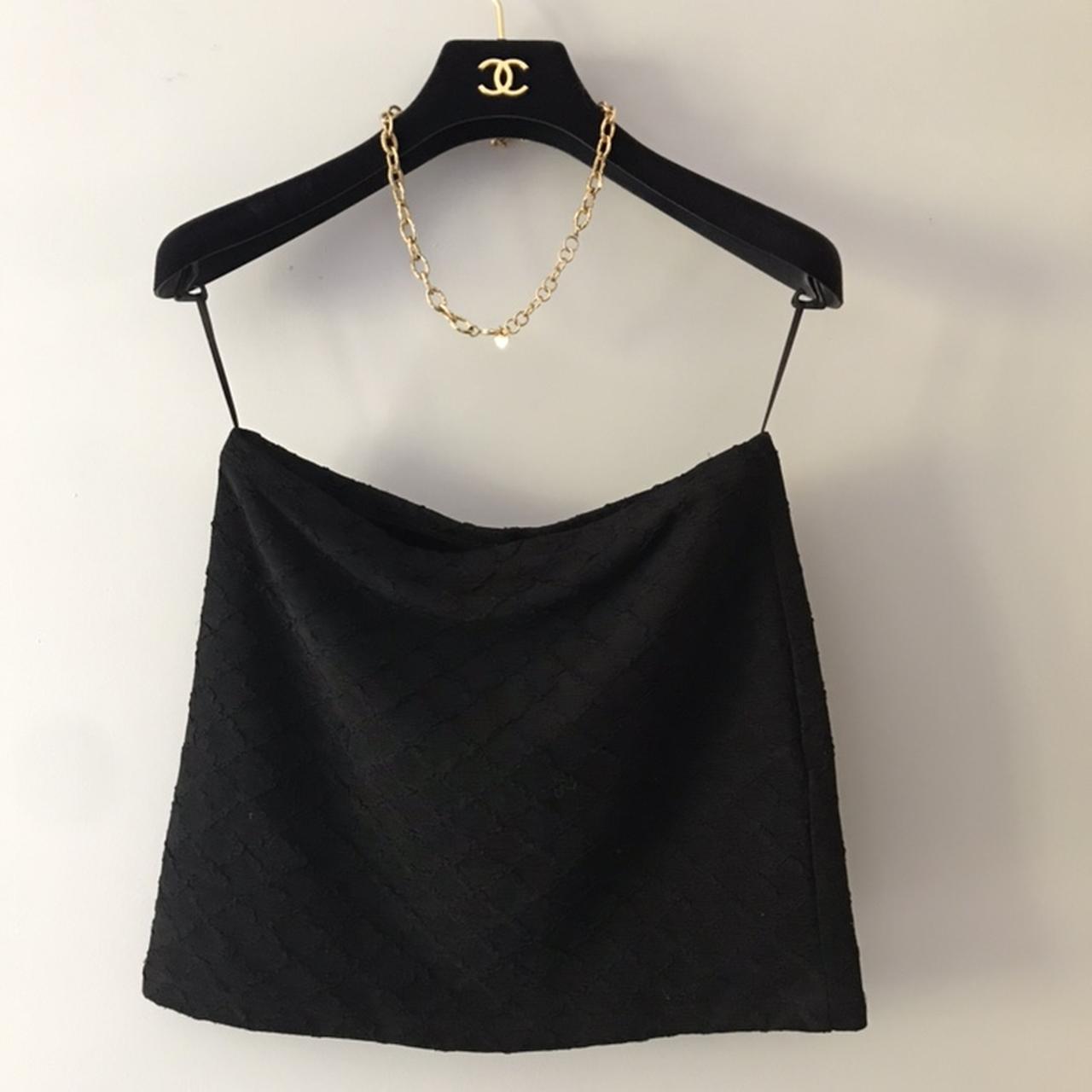 Lovely Little Black Lycra Mini Skirt with diamond... - Depop