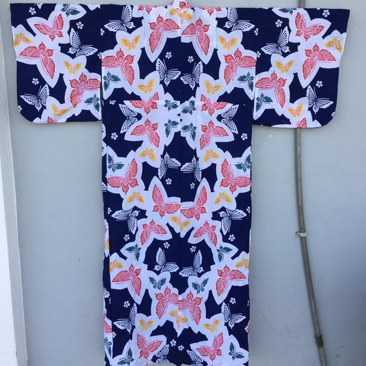vintage kimono yukata butterfly motif japanese... Depop