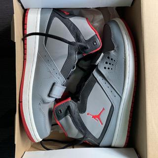 Jordan 1 Flight Strap trainers. Cool grey, gym red, - Depop