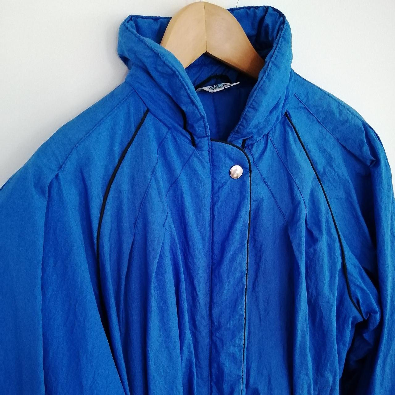 Retro 80s blue crinkly shell windbreaker/ski jacket... - Depop