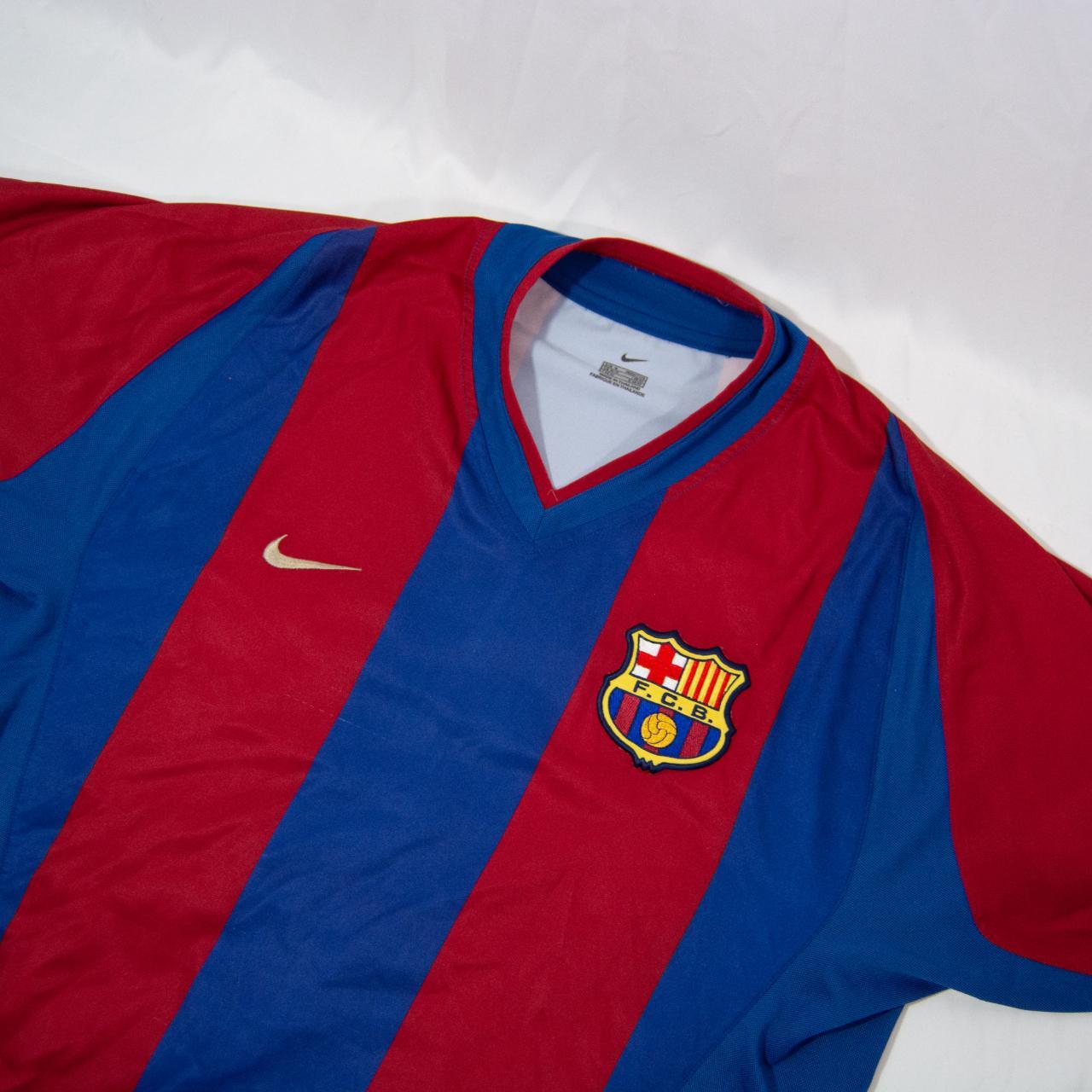 Nike Barcelona Vintage 2002/03 Home Football Tshirt... - Depop