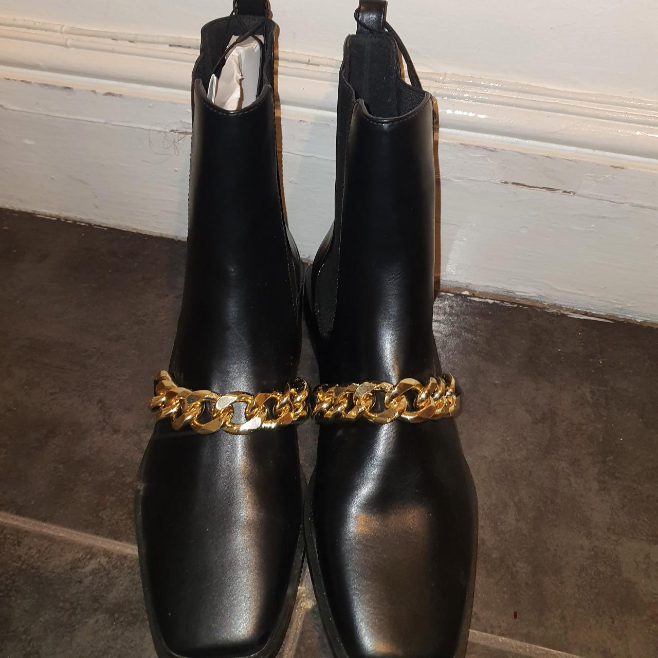 zara ankle boots with chains