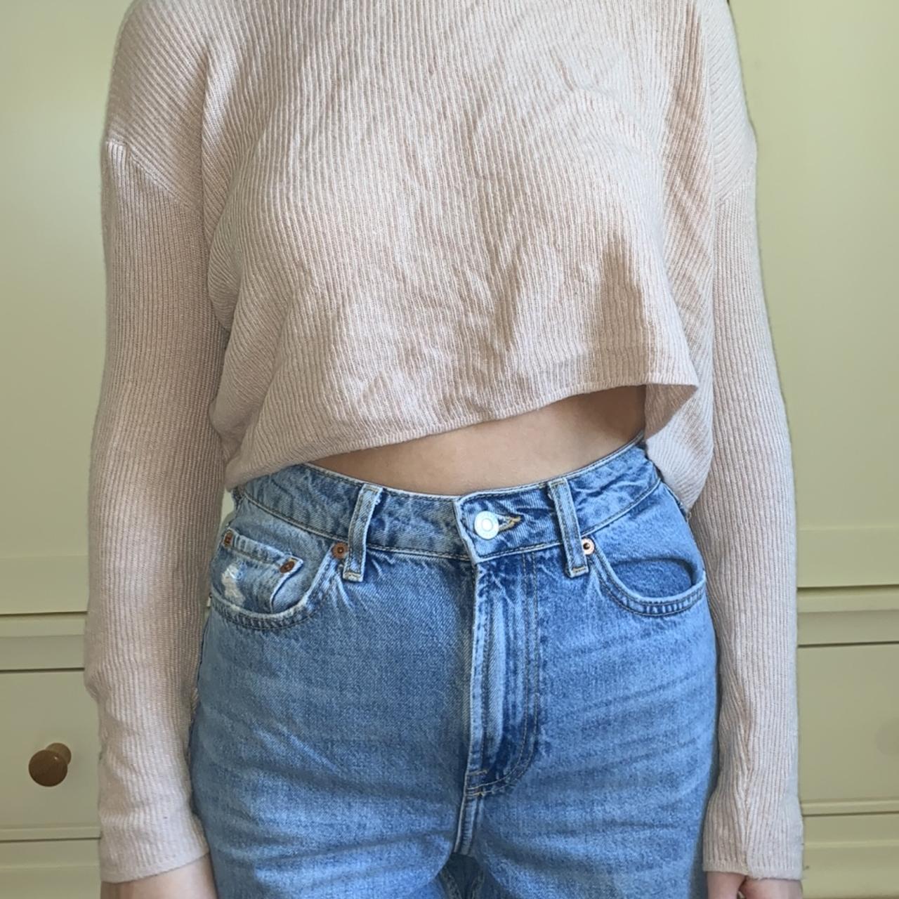 Brandy Melville nude cropped jumper, very... - Depop