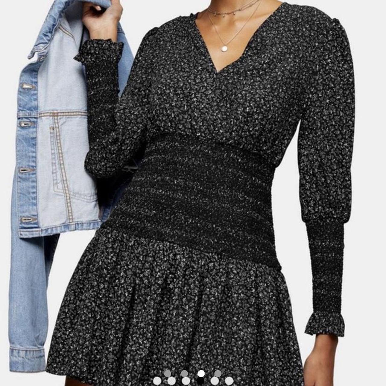 Women's Black and White Dress Depop