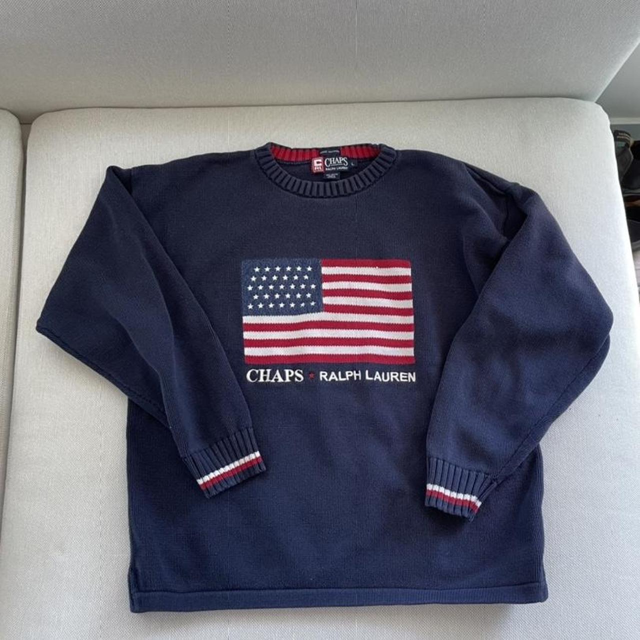 Vintage Ralph Lauren American Flag Sweater / Size... - Depop