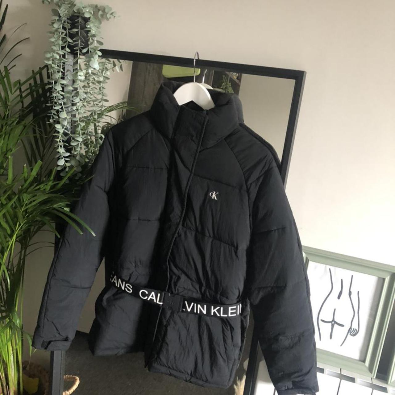 nylon belted puffer coat calvin klein