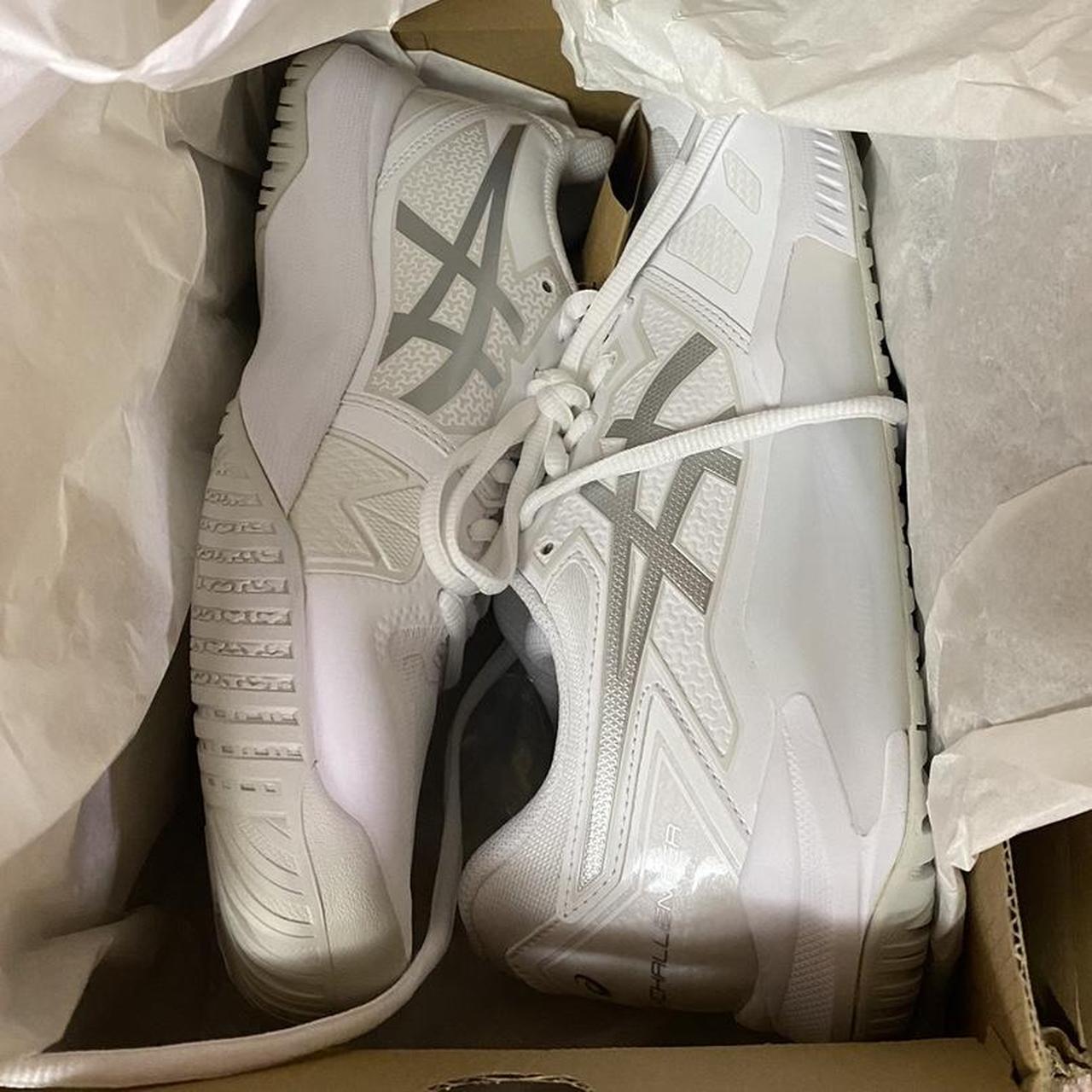 ASICS Women's White and Silver Trainers | Depop