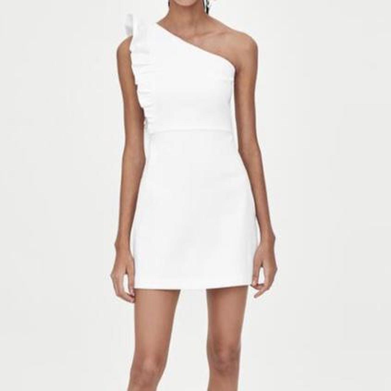 zara white one shoulder dress