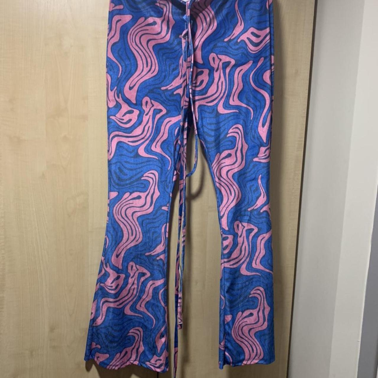 Super groovy patterned silky fabric flares - perfect... - Depop