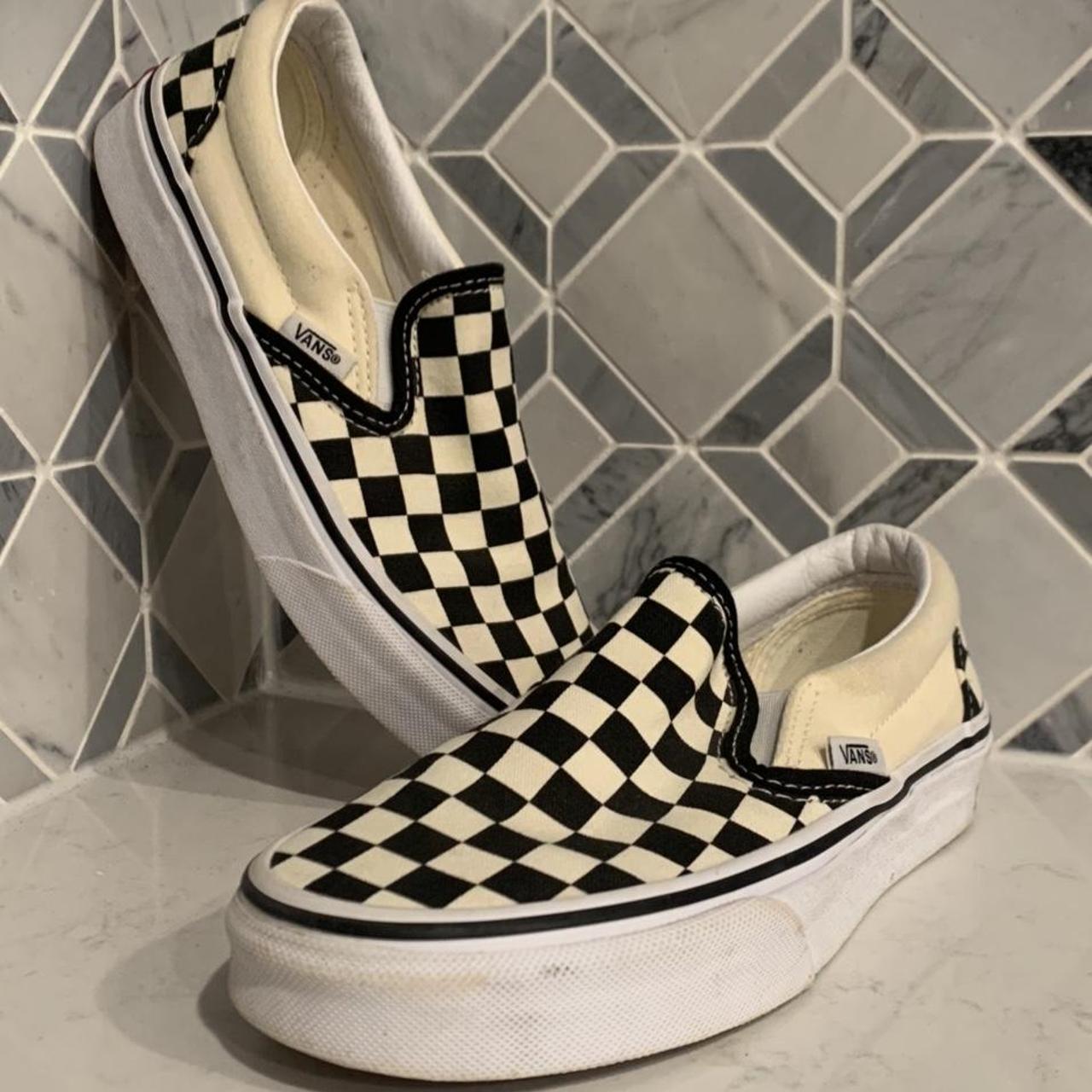 vans checkered cream