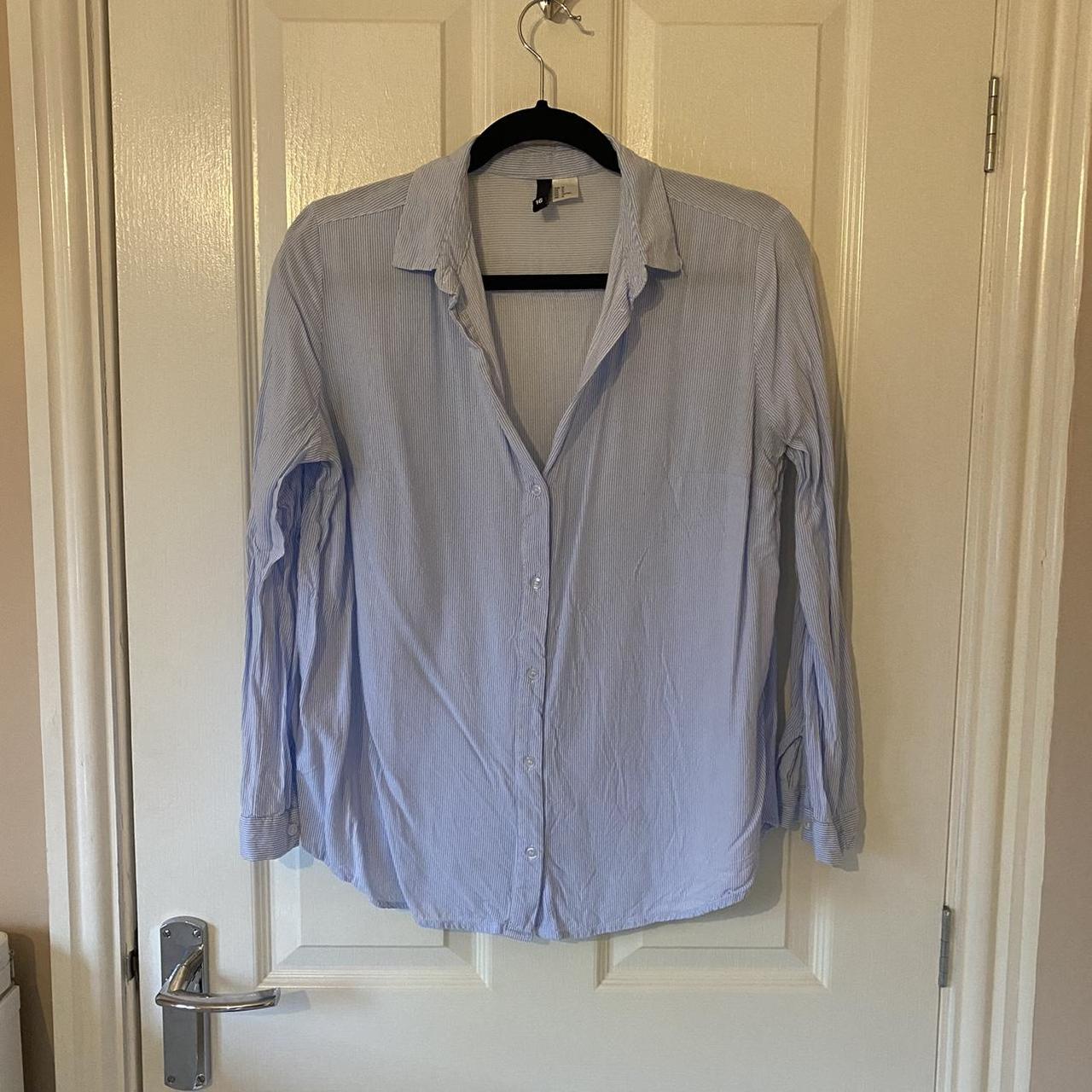 HM Blue and White Striped Shirt - £13 - Free... - Depop