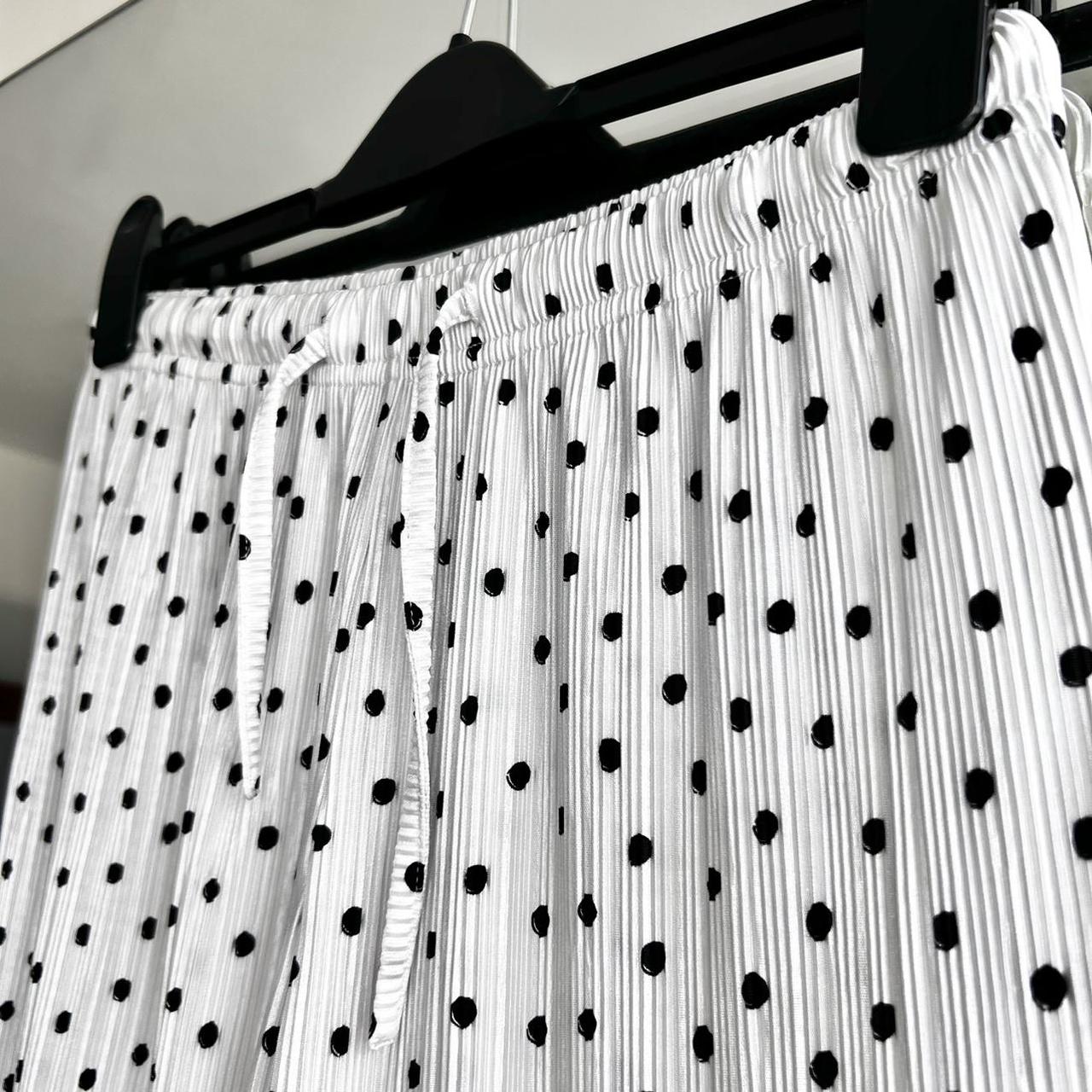 Topshop white and black polka dot trousers Size 12... - Depop