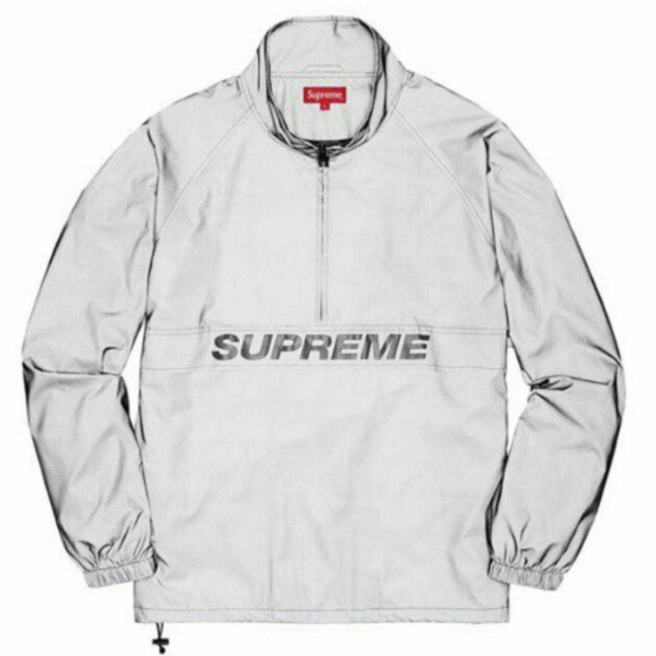 Supreme reflective half zip pullover jacket black... - Depop