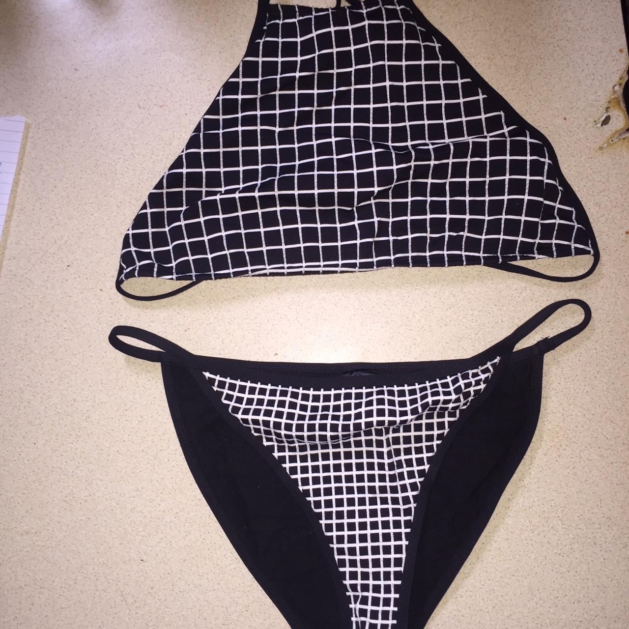 Missguided High Neck Bikini Asos Sold Out Topshop Monochrome