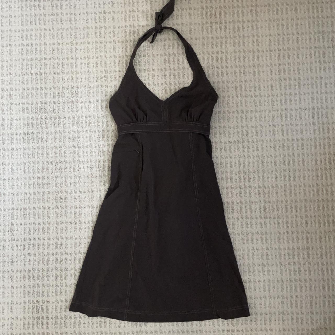 Athleta brown activewear dress with tied halter... - Depop