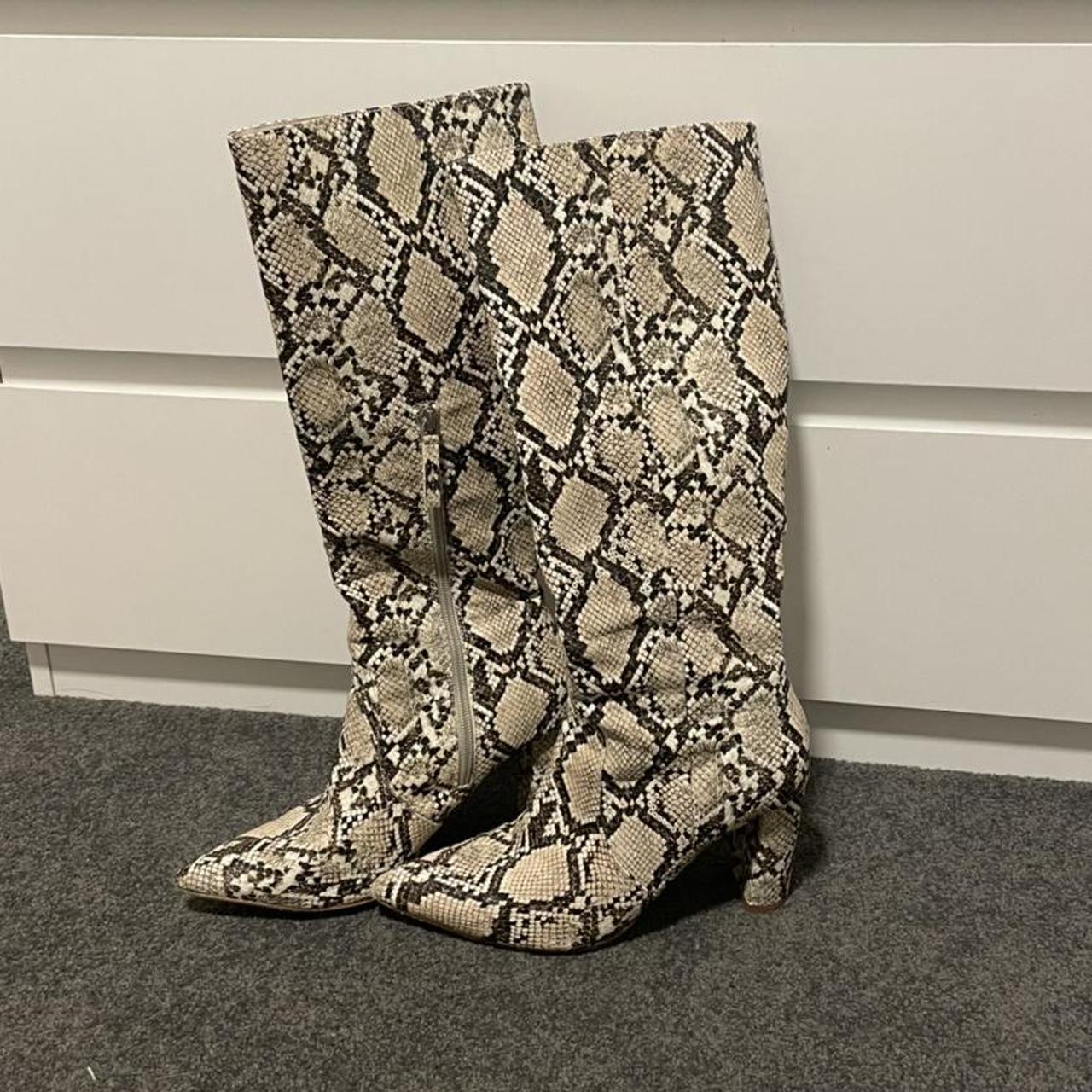 Glassons snake print high knee boots Size 38 Worn a Depop