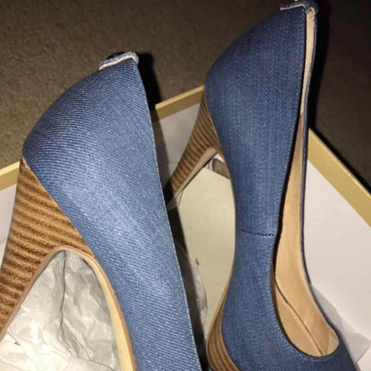 Gorgeous Michael Kors denim heels brand new size 5. Depop