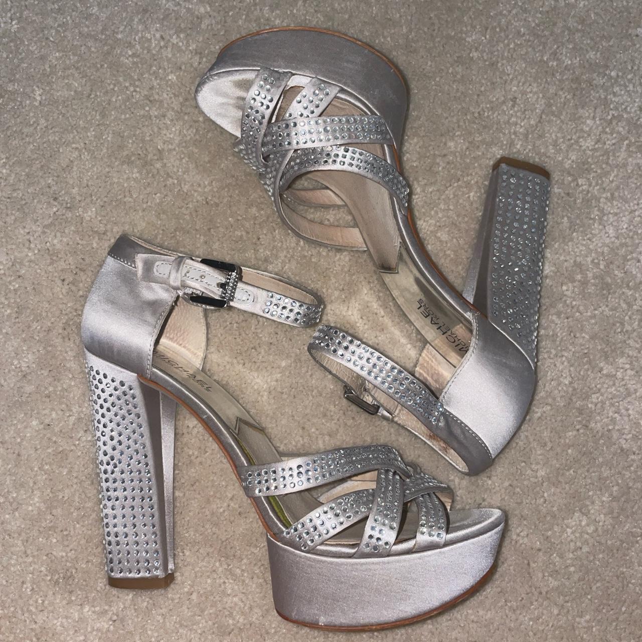 Michael kors shoes silver hot sale heel