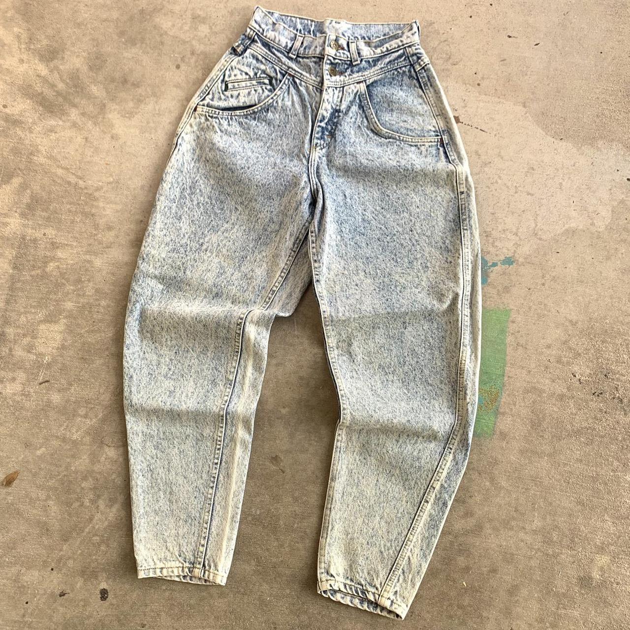 vintage 1980s Lee acid wash high waisted... - Depop