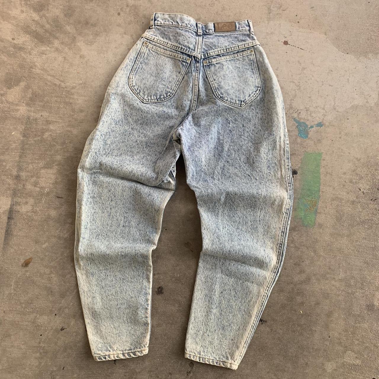 vintage 1980s Lee acid wash high waisted... - Depop