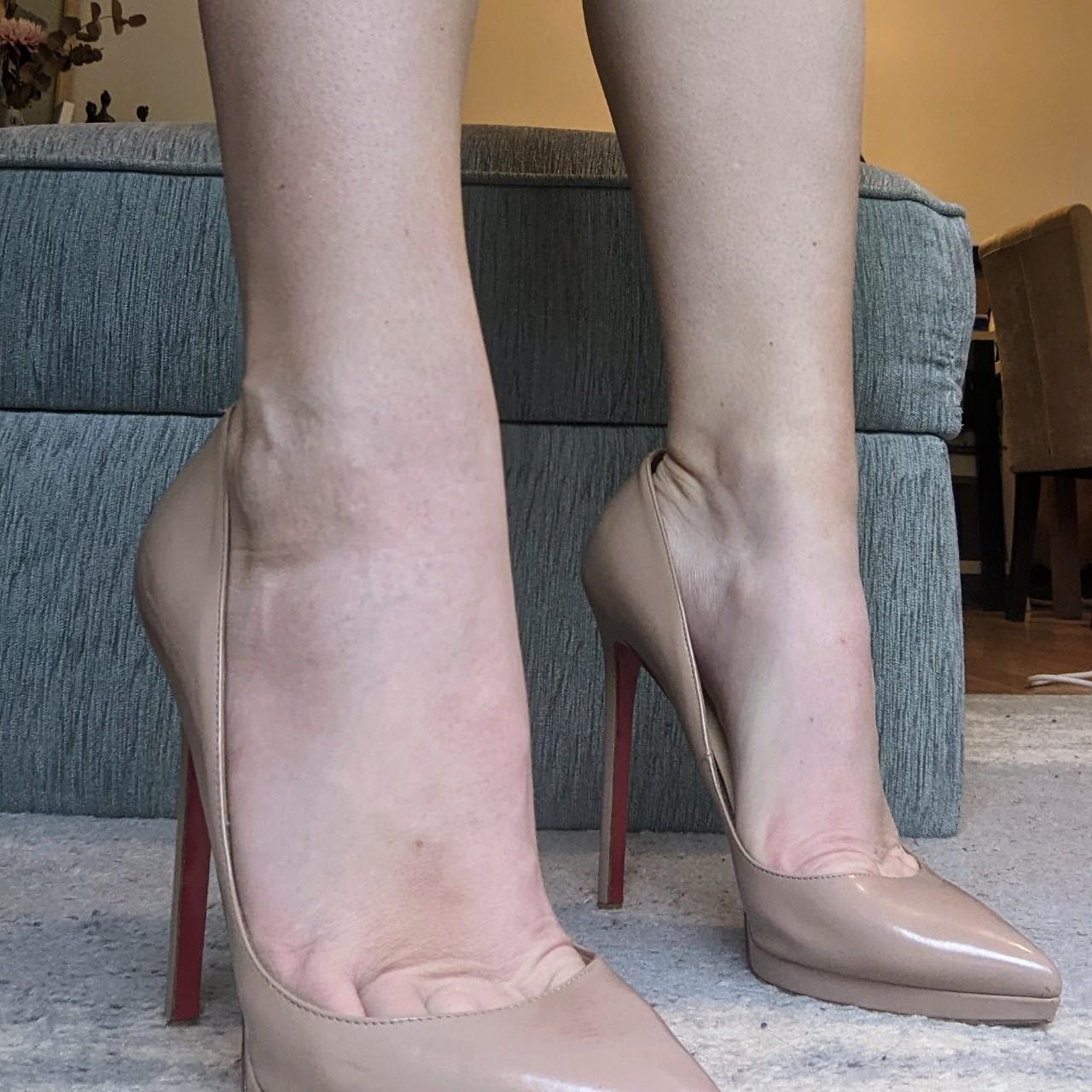 Christian Louboutin Patent Nude Heels Size 6 EUR 39... - Depop