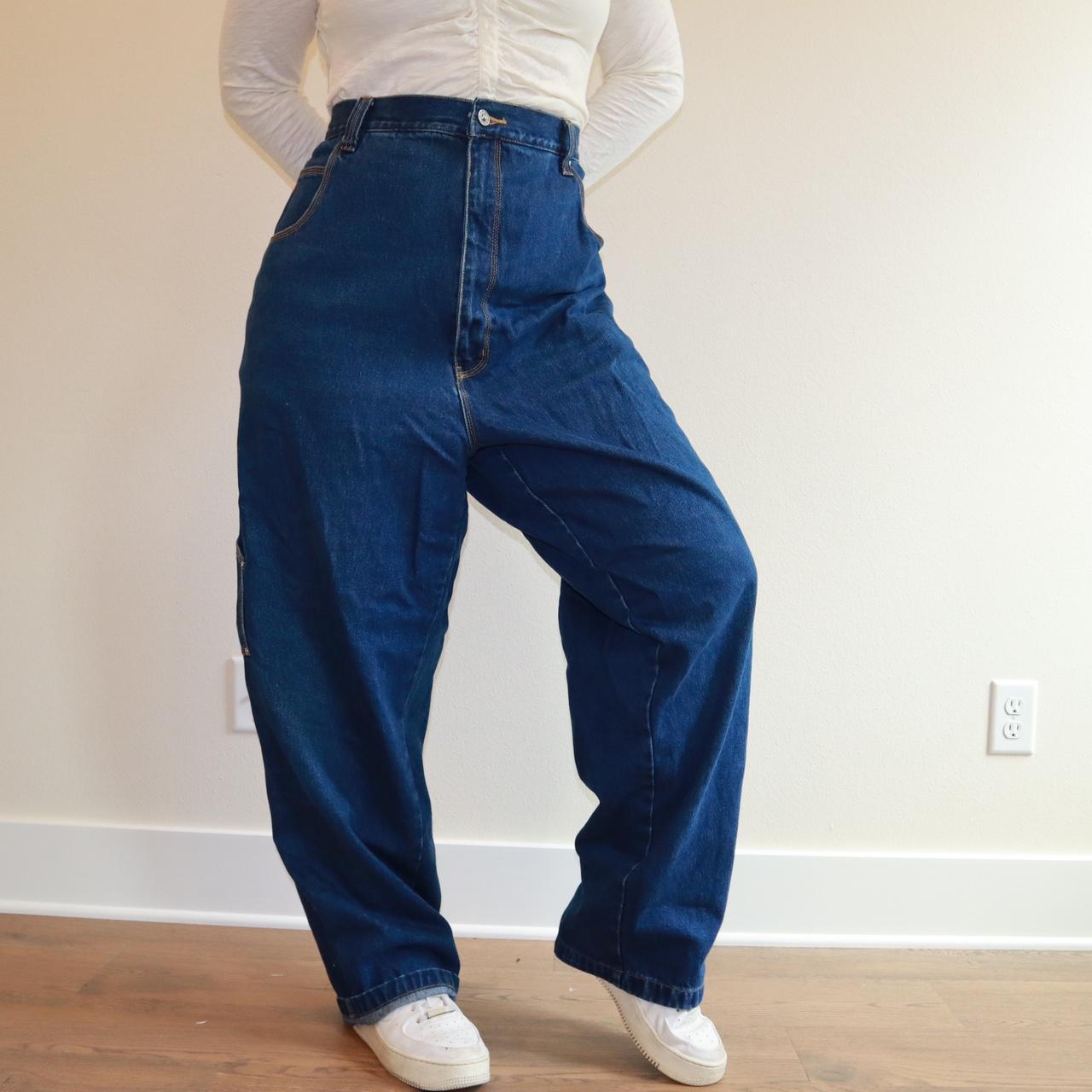 Vintage 90s long pocket high waisted wide leg jeans... - Depop