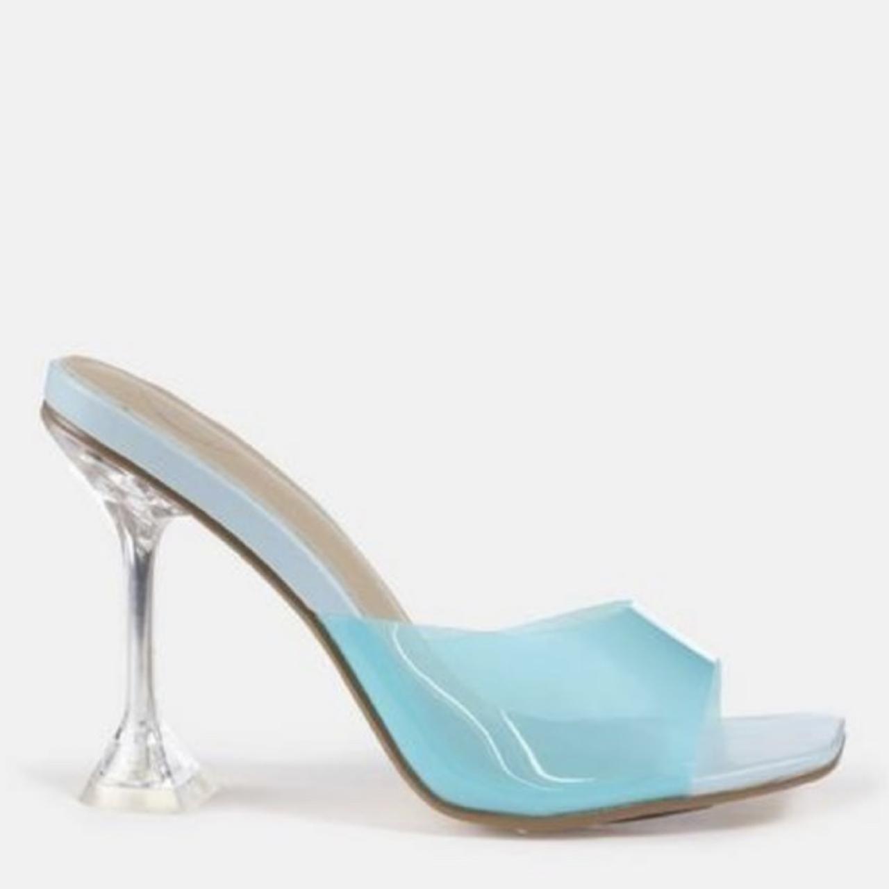 Missguided blue cake stand heel Perspex mules Only. Depop