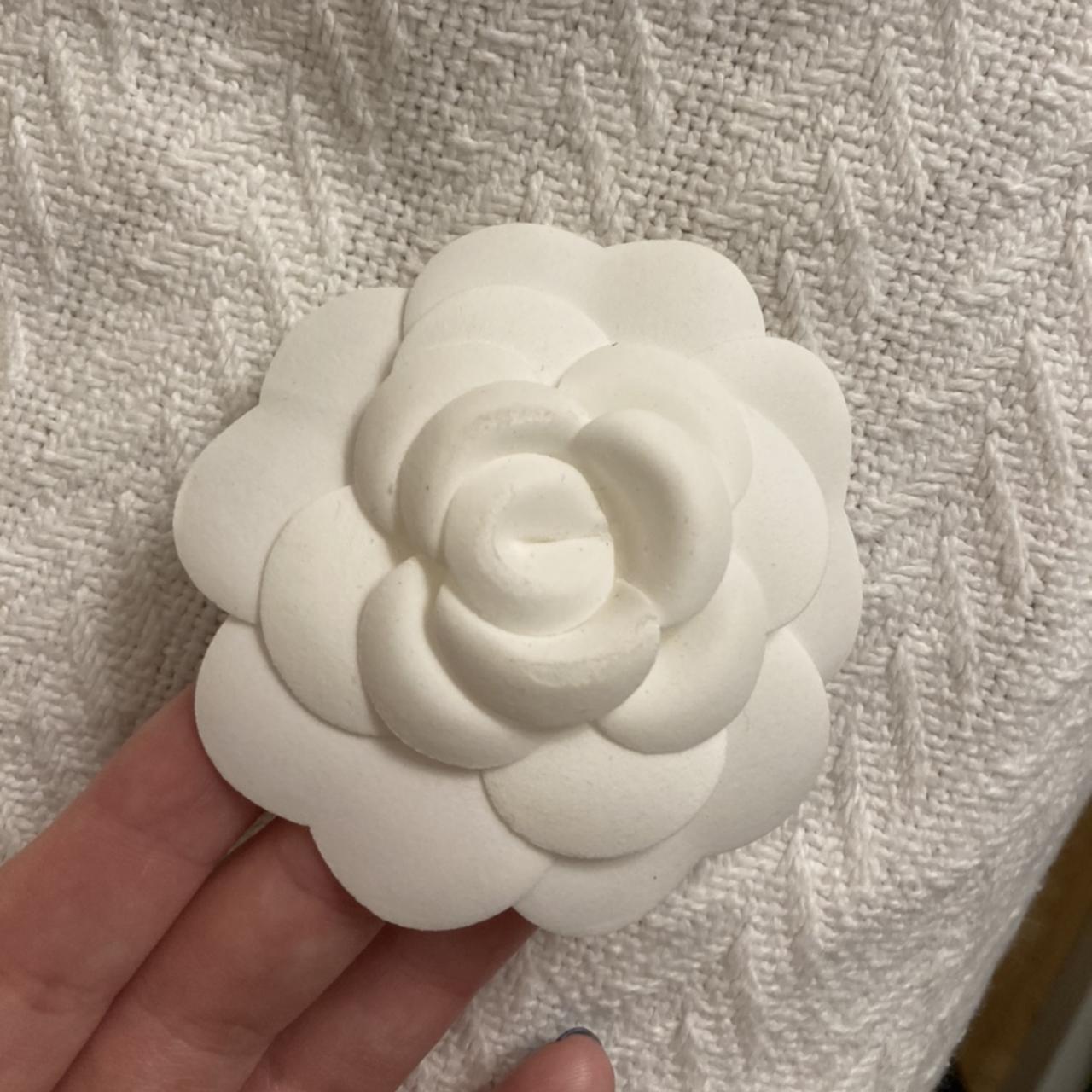 Chanel white camellia flower brand new, from the - Depop