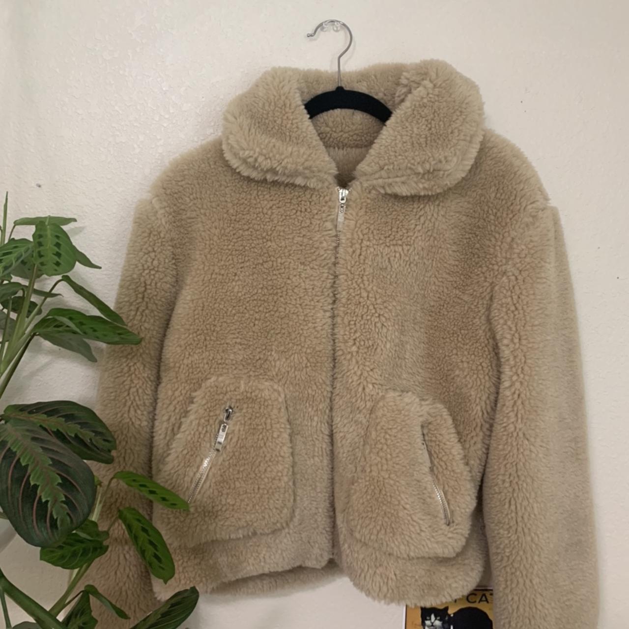 Boohoo Women's Tan and Cream Coat Depop