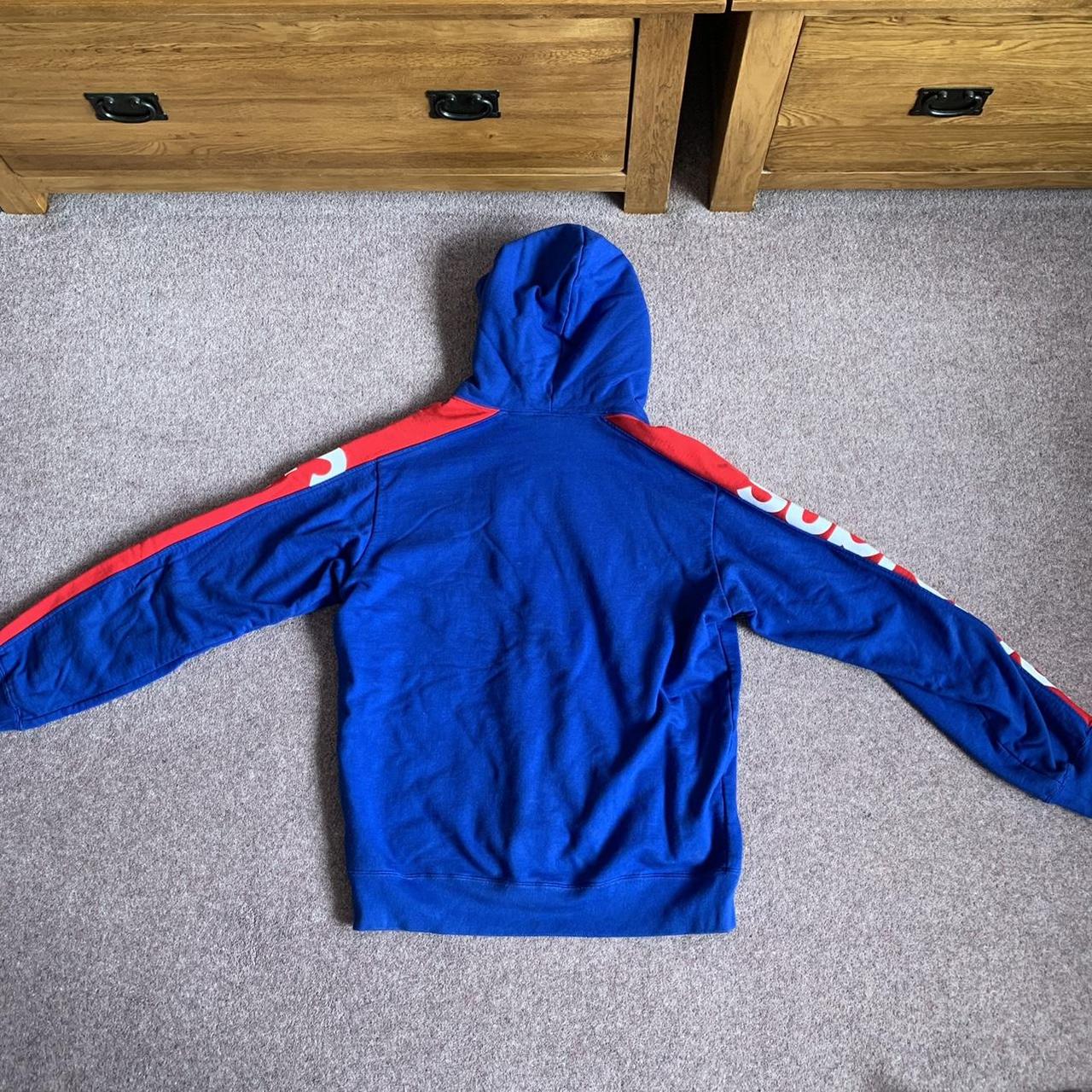 Supreme SS18 Sideline Hoodie Royal Blue Red Mens SIZE M Preowned 100%  AUTHENTIC