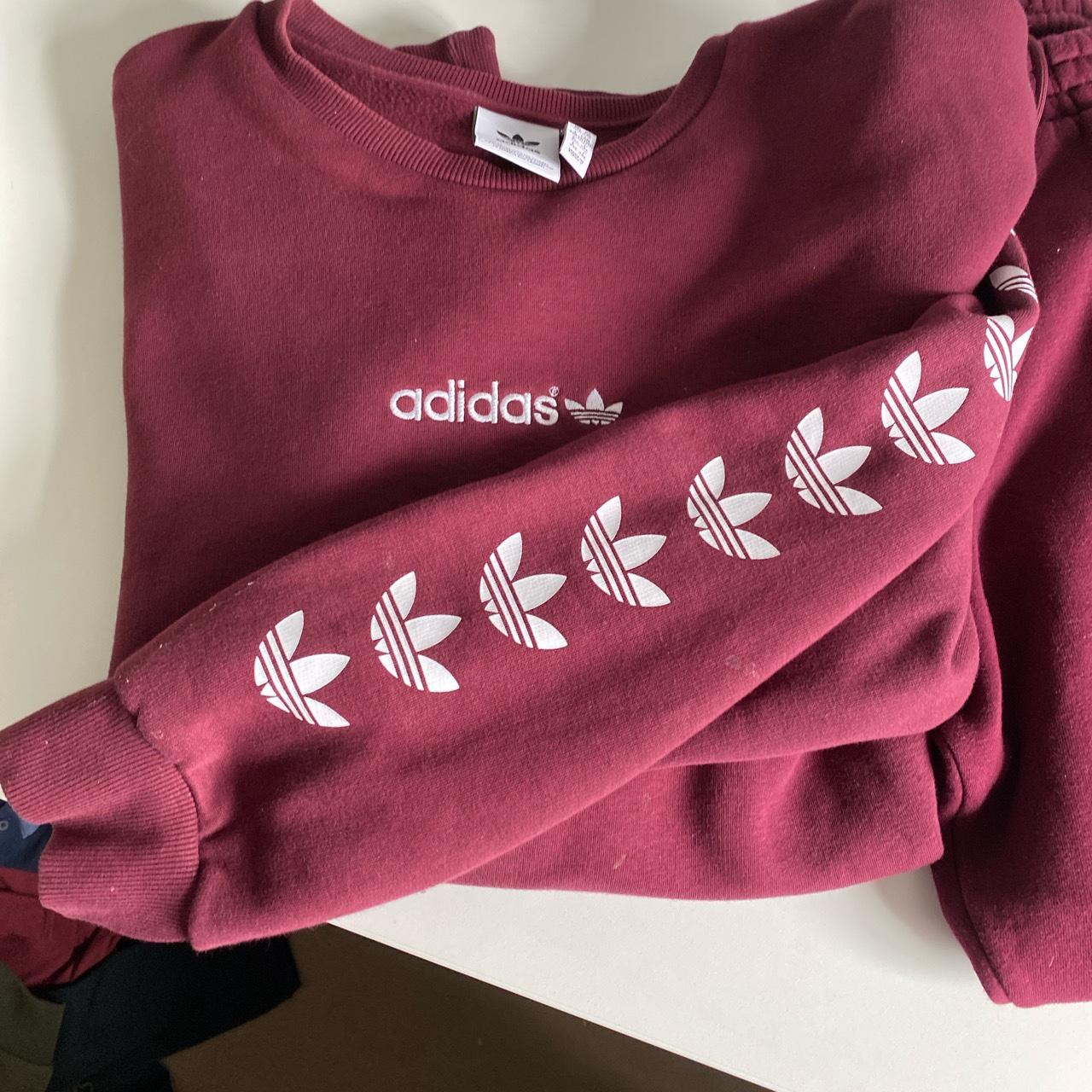 Baby burgundy hot sale adidas tracksuit