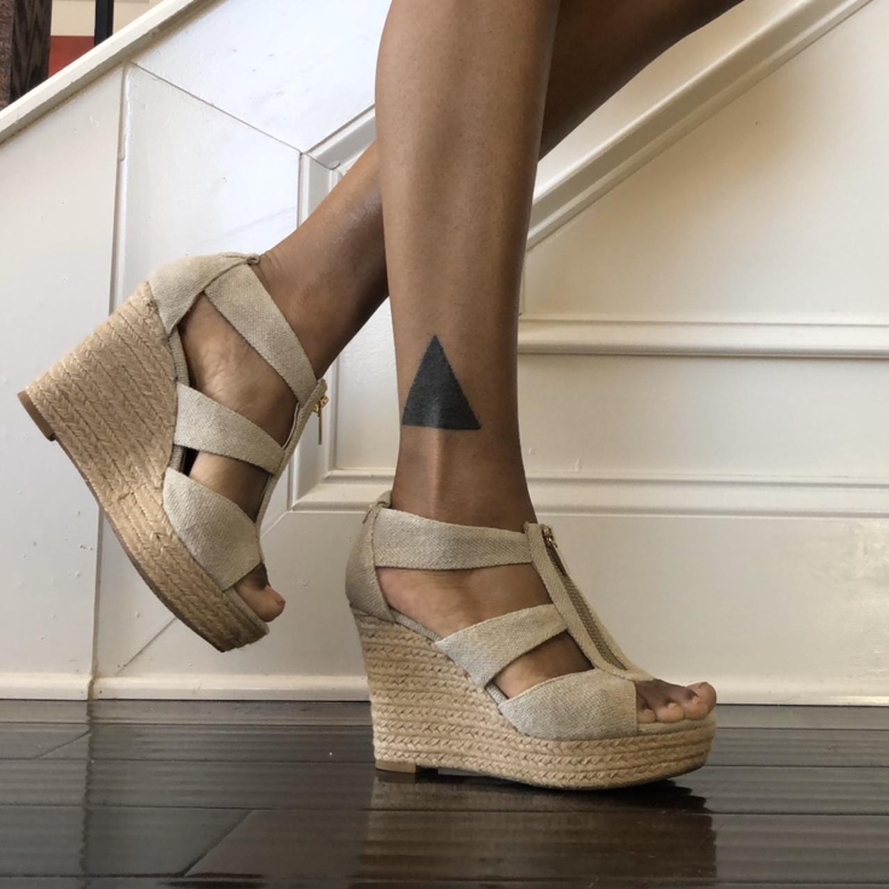 michael kors denim wedges