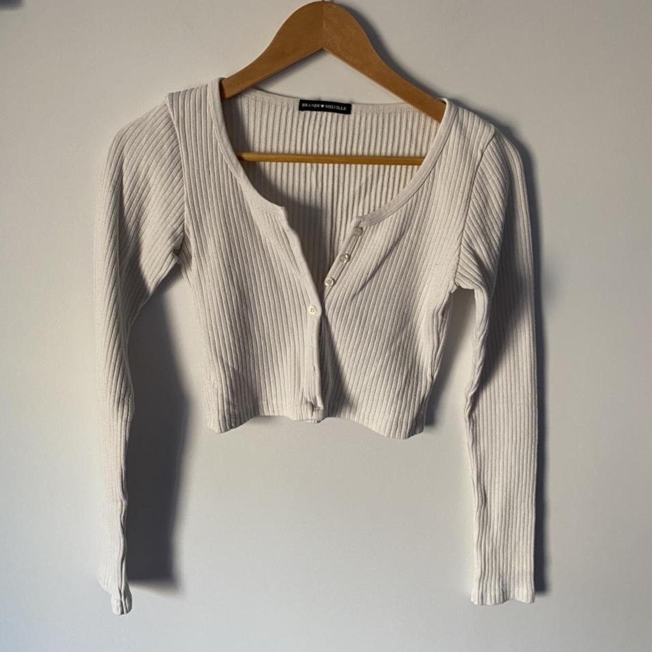 Brandy Melville white ribbed long sleeve crop top!! Depop