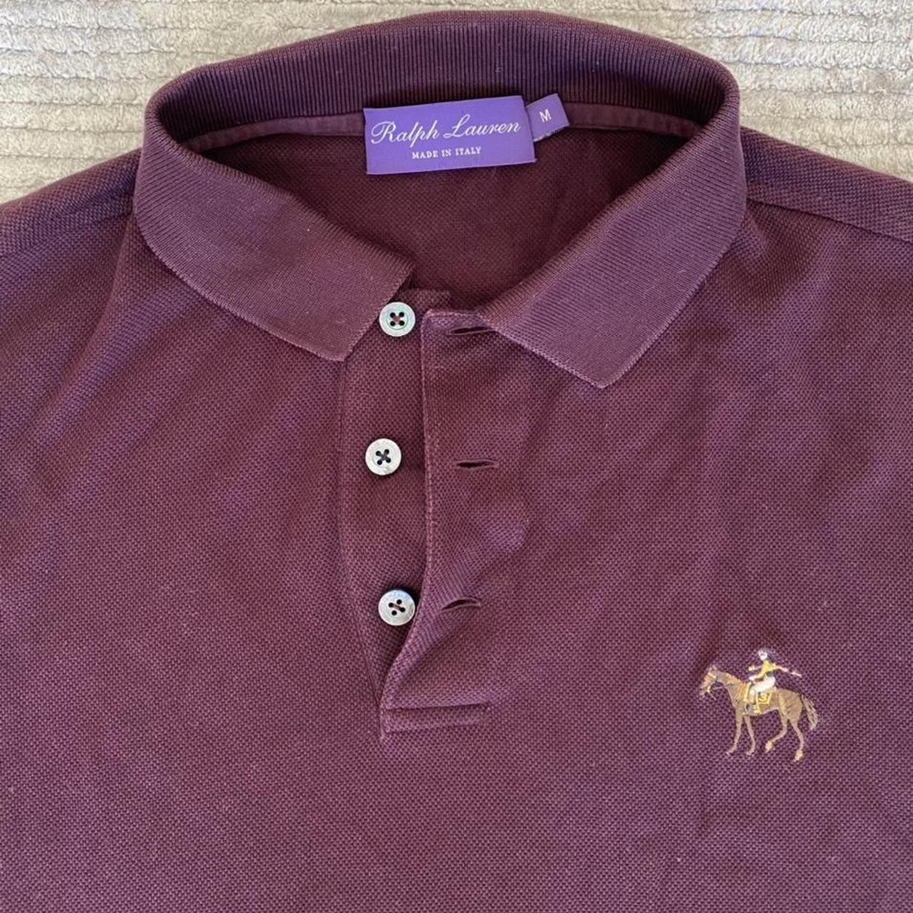 Ralph Lauren Men's Burgundy and Purple T-shirt | Depop